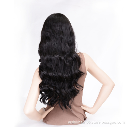 Aishil Top quality black synthetic wig lace frontal hair deep wave and loose curly hot selling women high quality lace front wig
